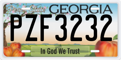GA license plate PZF3232