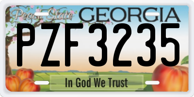 GA license plate PZF3235
