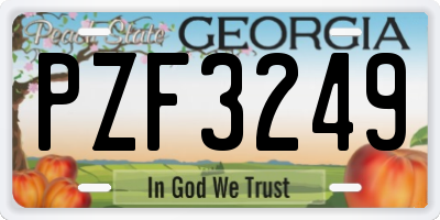 GA license plate PZF3249