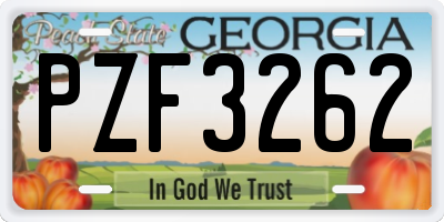 GA license plate PZF3262