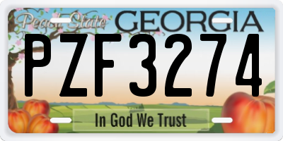 GA license plate PZF3274