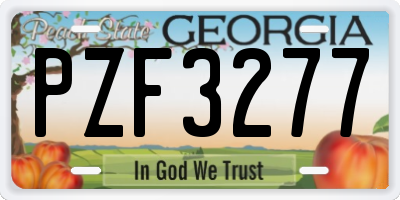 GA license plate PZF3277