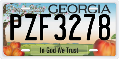 GA license plate PZF3278