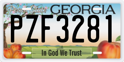GA license plate PZF3281