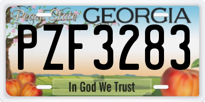 GA license plate PZF3283