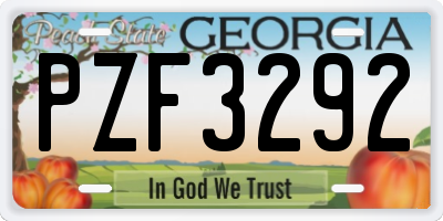 GA license plate PZF3292