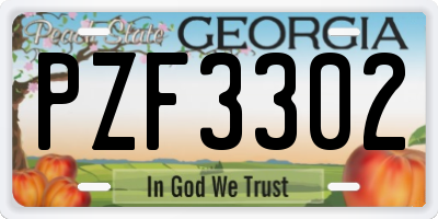 GA license plate PZF3302