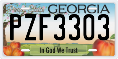 GA license plate PZF3303