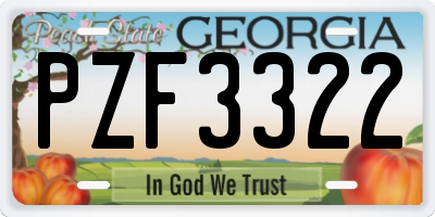 GA license plate PZF3322