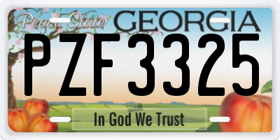 GA license plate PZF3325