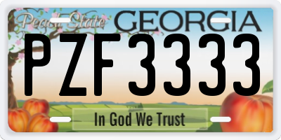 GA license plate PZF3333
