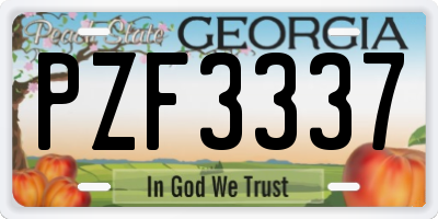 GA license plate PZF3337
