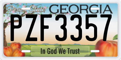 GA license plate PZF3357