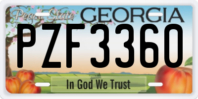 GA license plate PZF3360