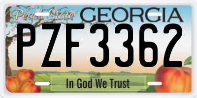 GA license plate PZF3362
