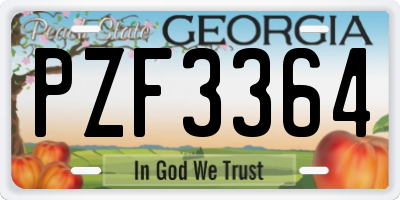 GA license plate PZF3364