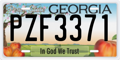 GA license plate PZF3371