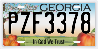 GA license plate PZF3378
