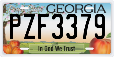 GA license plate PZF3379