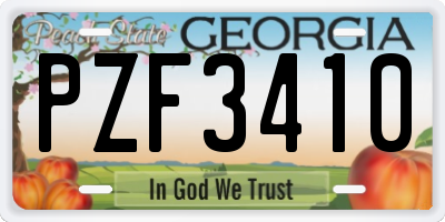 GA license plate PZF3410