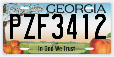 GA license plate PZF3412