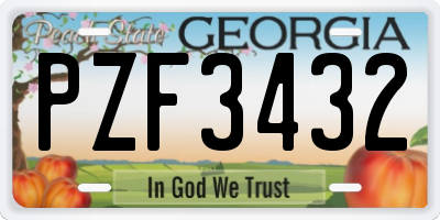 GA license plate PZF3432