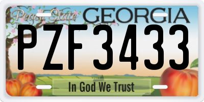 GA license plate PZF3433