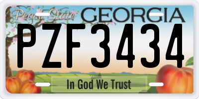 GA license plate PZF3434