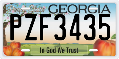 GA license plate PZF3435