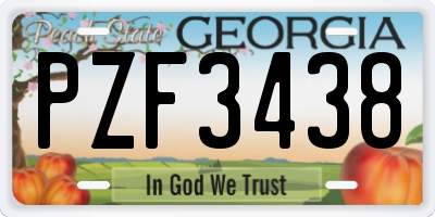 GA license plate PZF3438