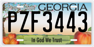 GA license plate PZF3443