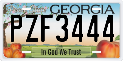 GA license plate PZF3444