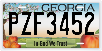 GA license plate PZF3452