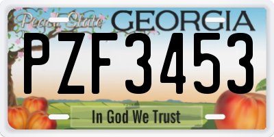 GA license plate PZF3453
