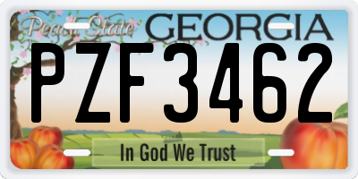 GA license plate PZF3462