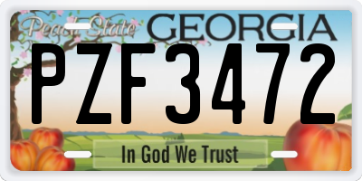 GA license plate PZF3472