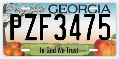 GA license plate PZF3475