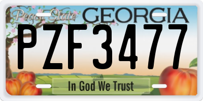GA license plate PZF3477