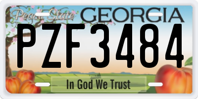 GA license plate PZF3484