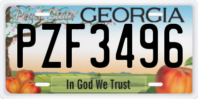 GA license plate PZF3496