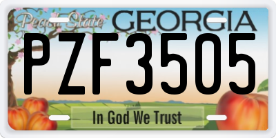 GA license plate PZF3505