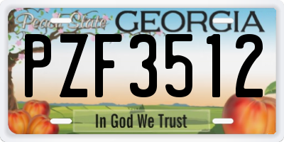 GA license plate PZF3512