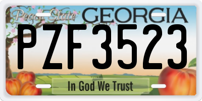 GA license plate PZF3523