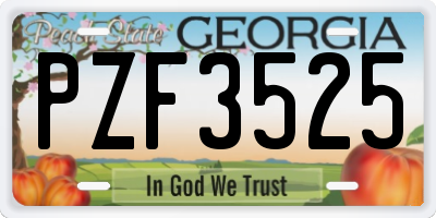 GA license plate PZF3525