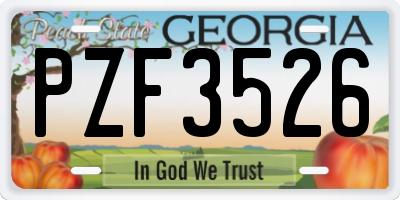 GA license plate PZF3526