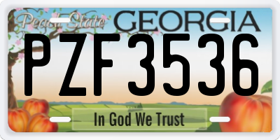 GA license plate PZF3536