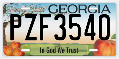 GA license plate PZF3540
