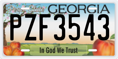 GA license plate PZF3543