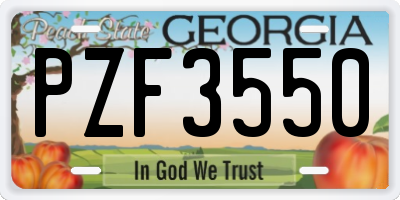 GA license plate PZF3550