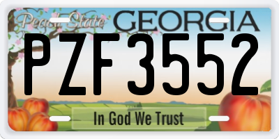 GA license plate PZF3552